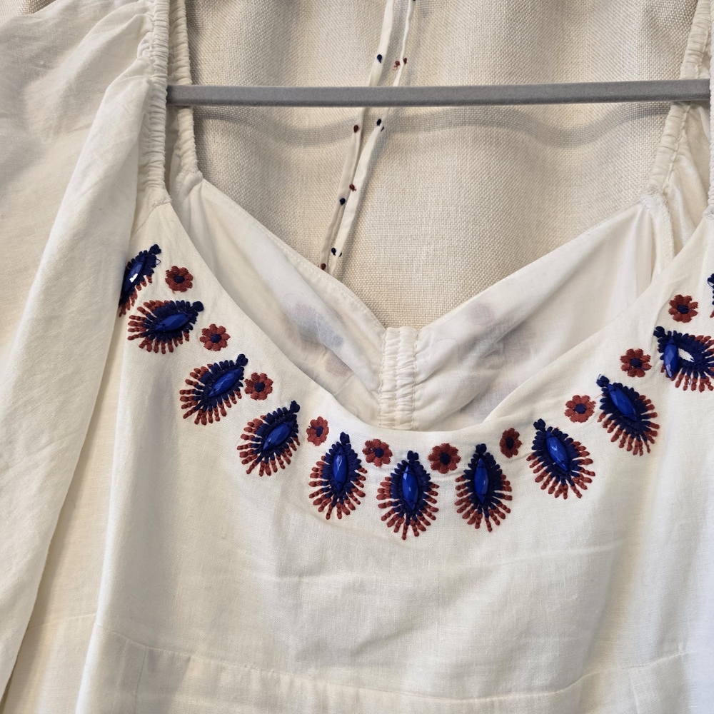 Farm Rio White Embroidered Women's Top Size L - Picture 4 of 6